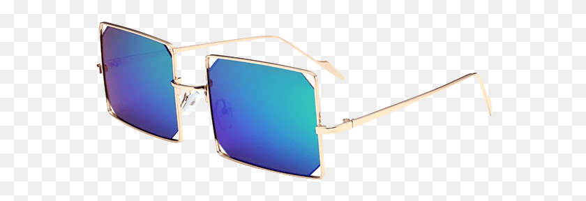 574x228 Metal Hollow Out Mirrored Lens Rectangle Sunglasses Parallel, Accessories, Accessory, Glasses HD PNG Download