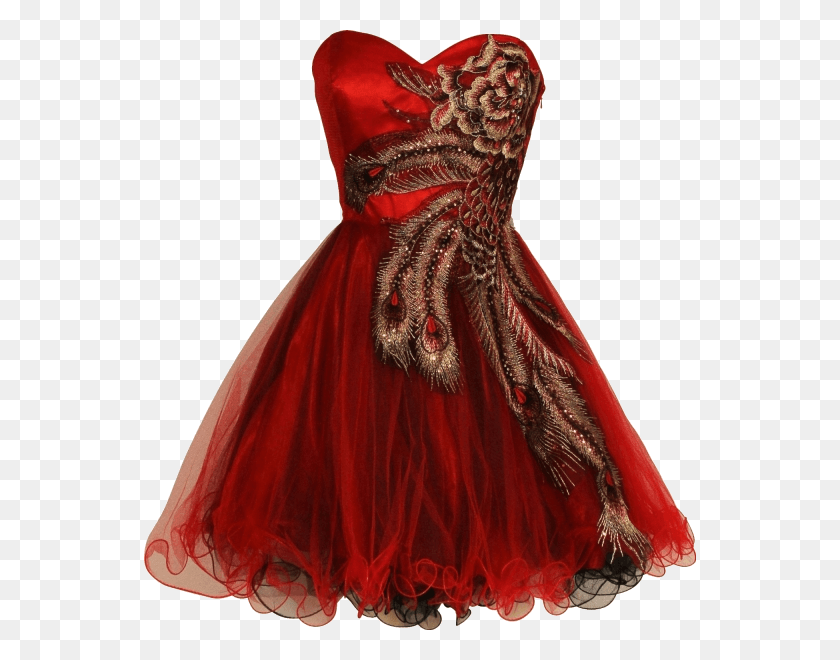 552x600 Metallic Peacock Embroidered Homecoming Dresses Red And Black, Clothing, Apparel, Dress Descargar Hd Png