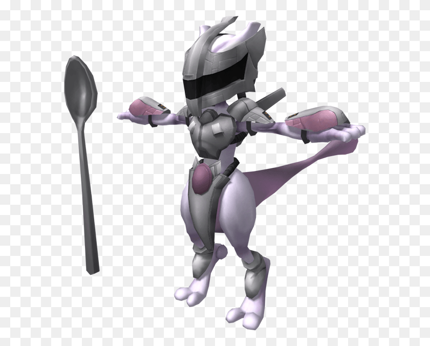 591x616 Mewtwo Smash Bros Wii U Super Smash Bros Armored Mewtwo, Toy, Spoon, Cutlery HD PNG Download