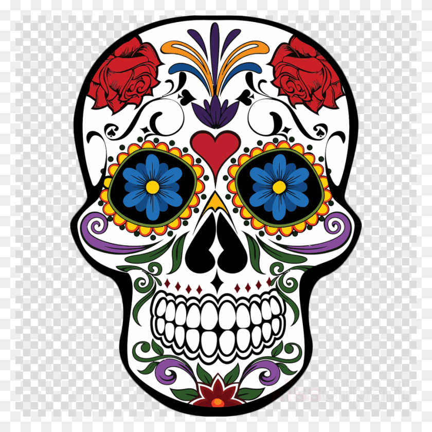900x900 Mexican Day Of The Dead Skull Clipart Day Of The Dead, Graphics, Pattern HD PNG Download