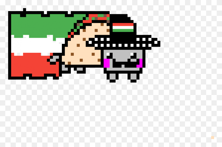 967x617 Descargar Png / Dibujos Animados De Nyan Cat Mexicano, Super Mario, Pac Man Hd Png