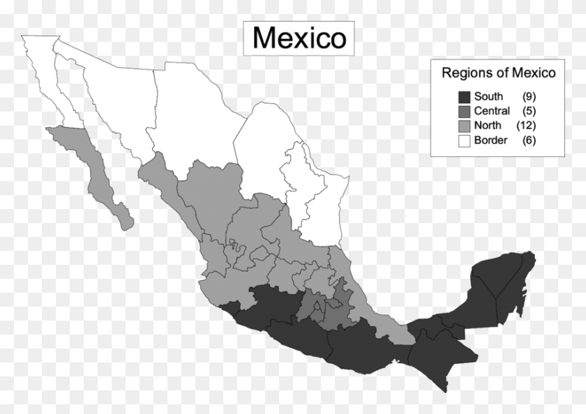 850x583 Мексиканские Регионы Примечания Флаг И Страна Мексики, Участок, Карта, Диаграмма Hd Png Скачать