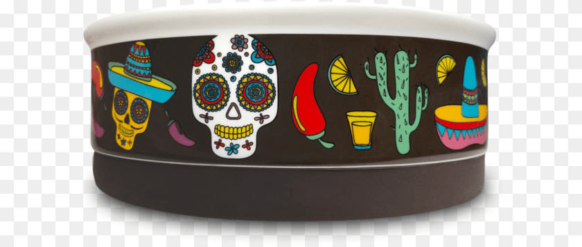 619x357 Mexican Skull Designer Dog Bowl Medium Skull, Cookware, Pot, Pottery Sticker PNG