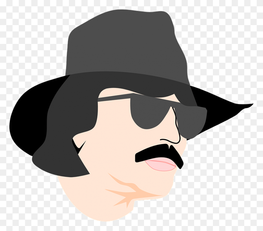830x720 Mexican Sunglasses Cool Hat Gaucho Man Moustache Moustache Man, Clothing, Apparel, Face HD PNG Download