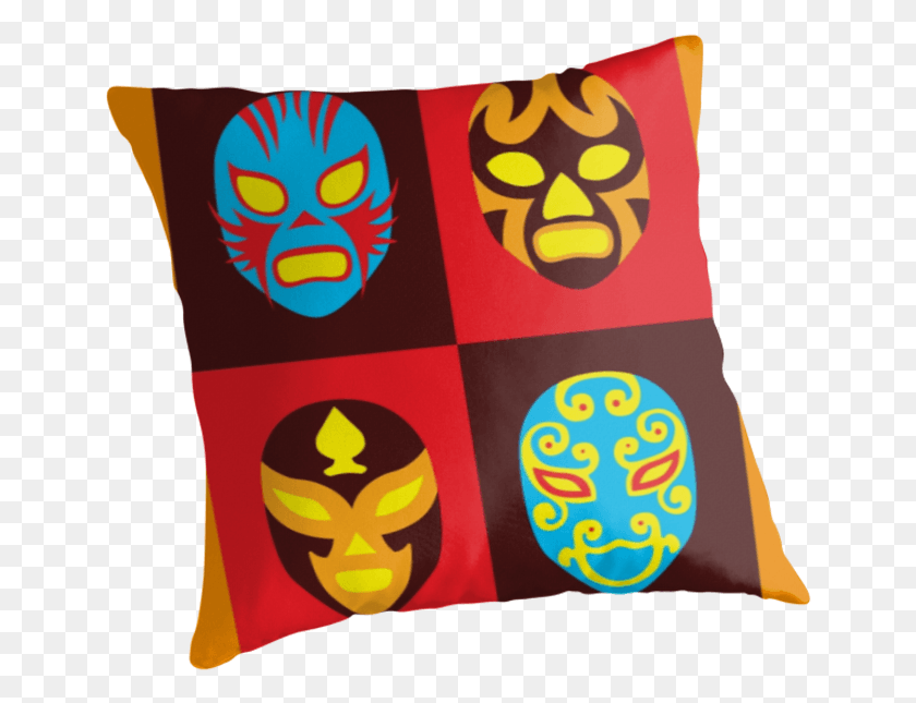 649x585 Mexican Wrestling Masks Luchador Throw Pillows By Cushion, Pillow, Text HD PNG Download