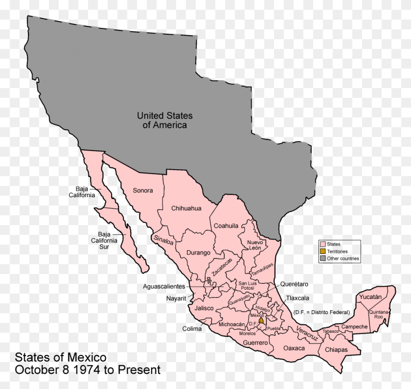 982x926 Mexico 1974 To Present Mexico States, Map, Diagram, Atlas HD PNG Download