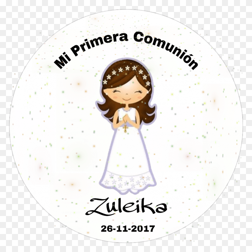 1024x1024 Mi Primera Comunin Holy Communion Girl Clip Art, Label, Text, Disk HD PNG Download