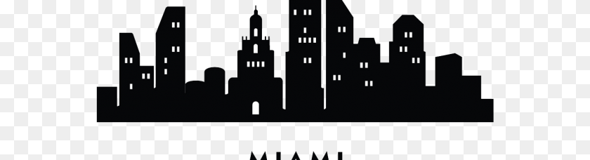 Miami Skyline Silhouette Skyline, City, Urban Clipart PNG