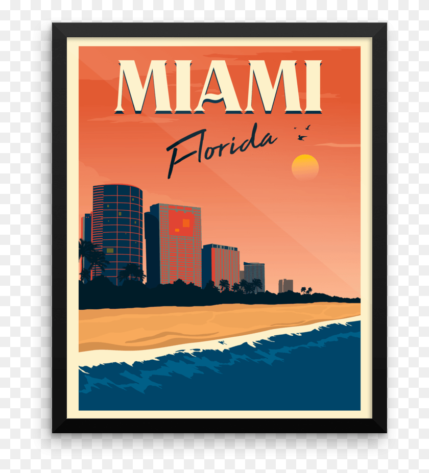 719x867 Miami Travel Poster Poster, Advertisement, Flyer, Paper HD PNG Download