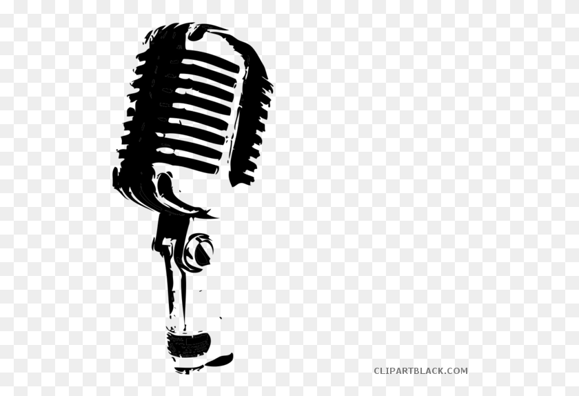 517x514 Mic Clipart Black And White Microphone Clipart Transparent Background, Gray, World Of Warcraft HD PNG Download