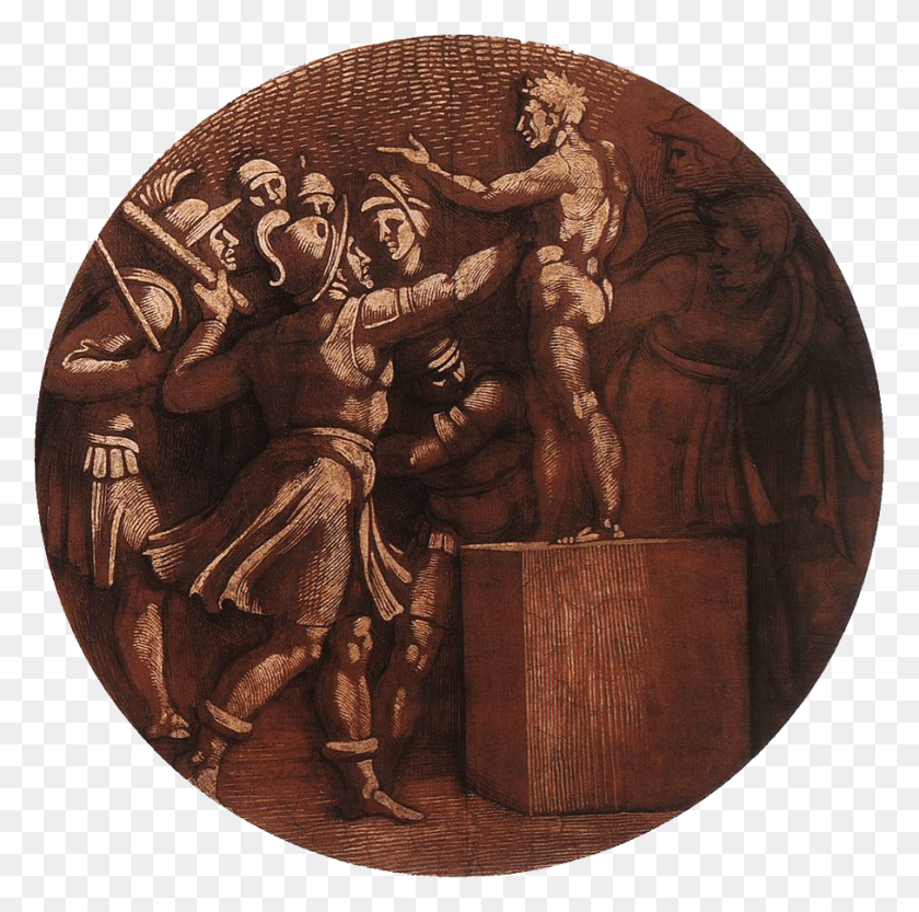908x900 Микеланджело Медальоне Микеланджело Разрушение Ваала, Человек Hd Png Скачать
