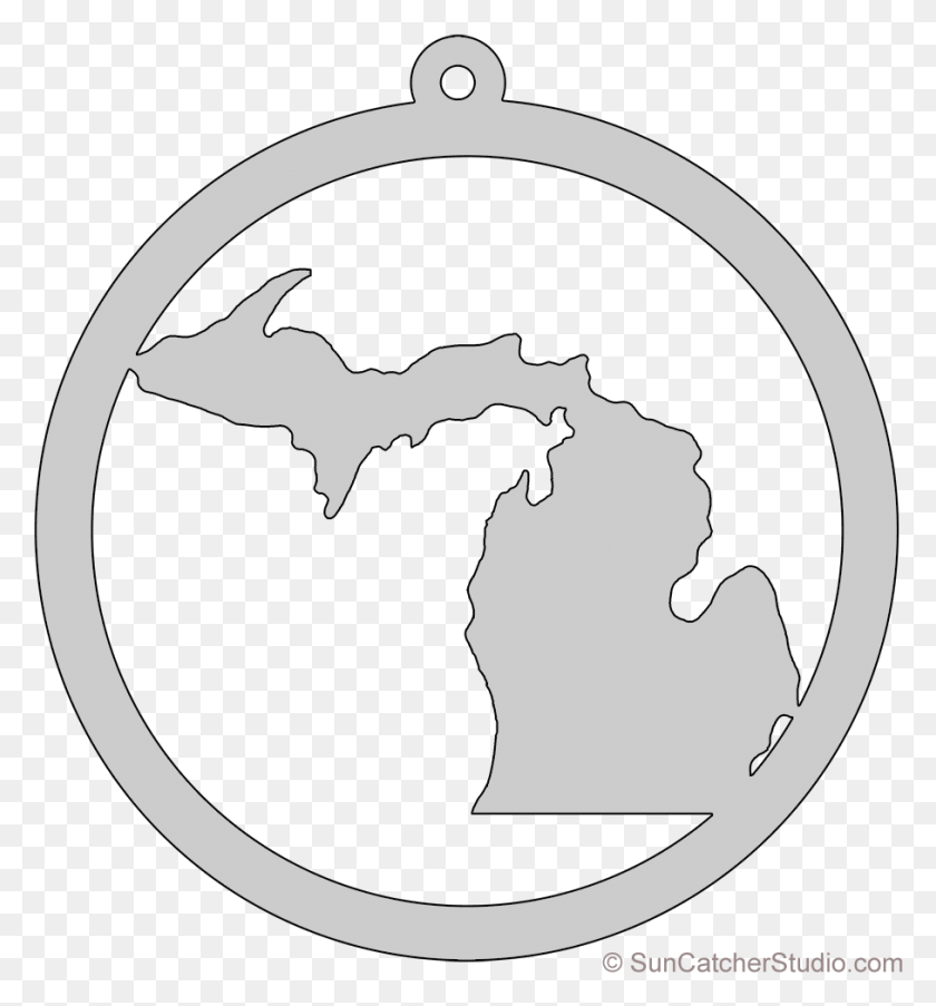 908x982 Michigan Map Circle Free Scroll Saw Pattern Shape State Circle, Astronomy, Outer Space, Universe HD PNG Download