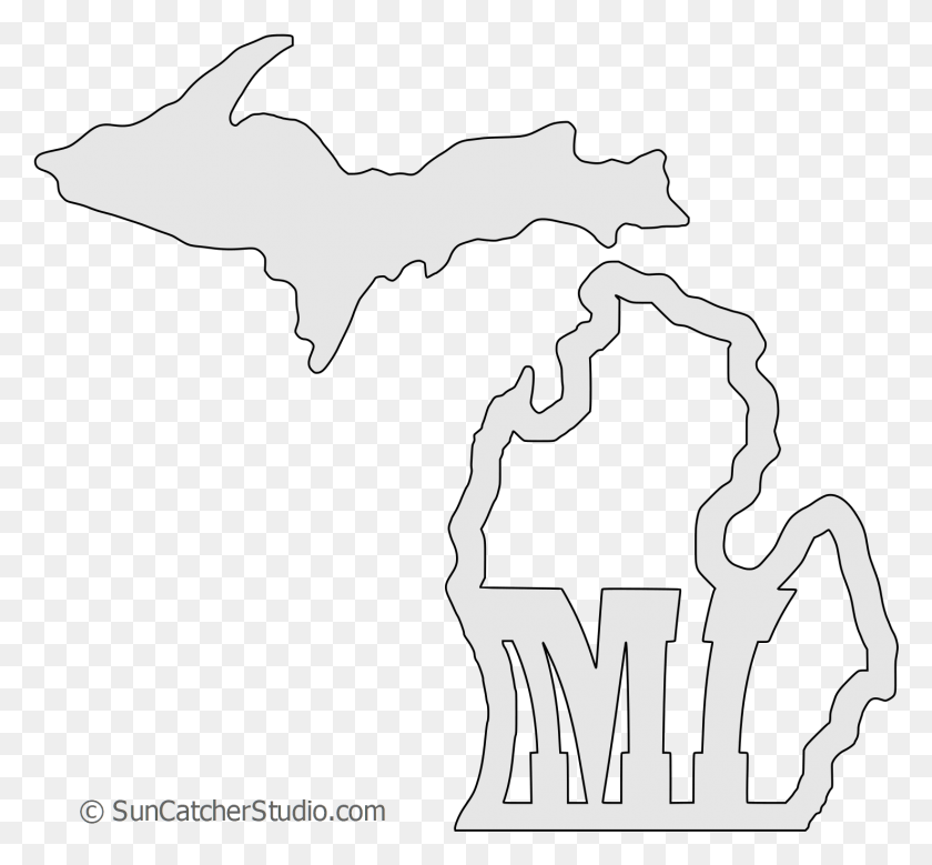1476x1362 Michigan Map Shape Text Outline Scalable Vector Graphic Line Art, Mammal, Animal, Wildlife HD PNG Download