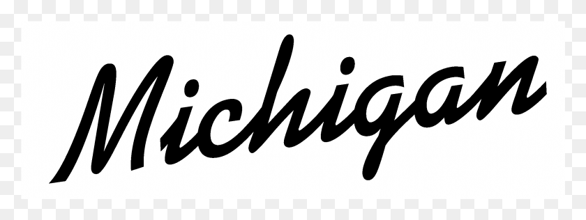 2317x763 Michigan Wolverines Logo Blanco Y Negro Michigan Wolverines, Texto, Caligrafía, Escritura A Mano Hd Png