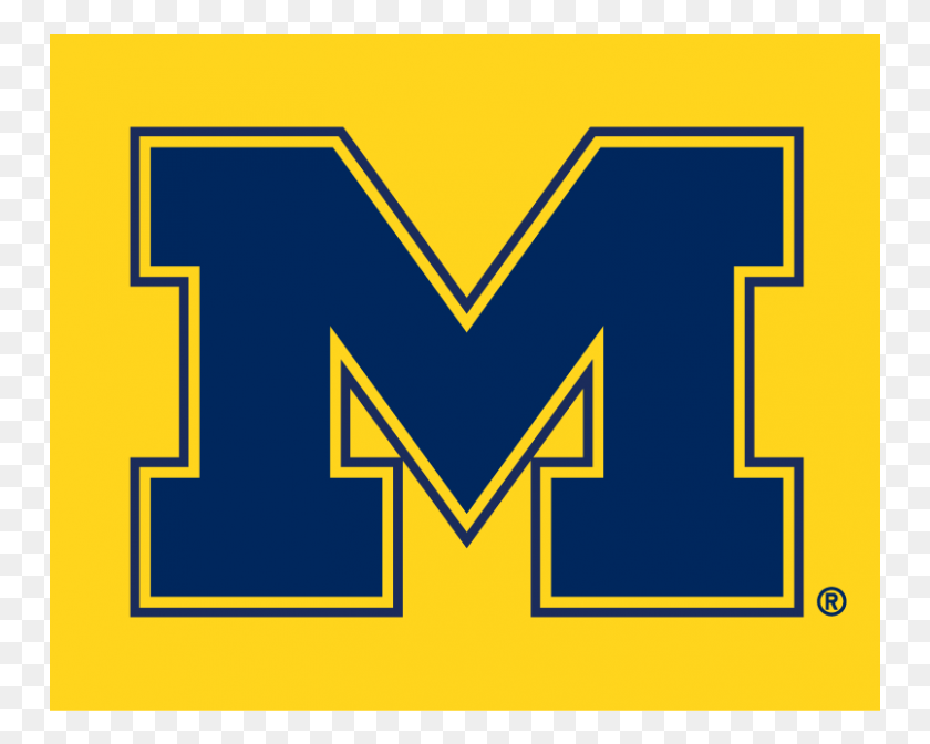 751x612 Descargar Png Michigan Wolverines Logo Michigan Block M Azul, Texto, Primeros Auxilios, Símbolo Hd Png
