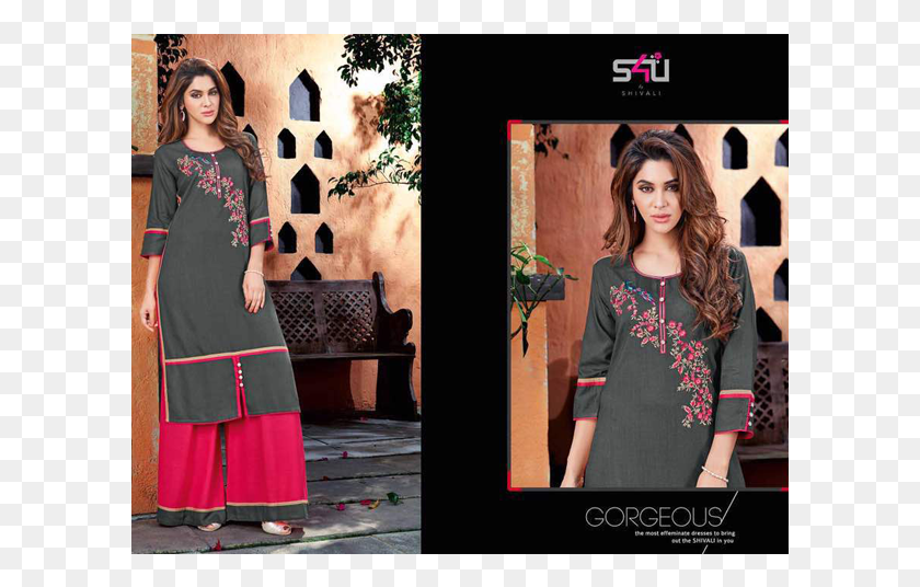 601x476 Micity Lady Kurtis Grey Formal Wear, Clothing, Apparel, Sleeve HD PNG Download