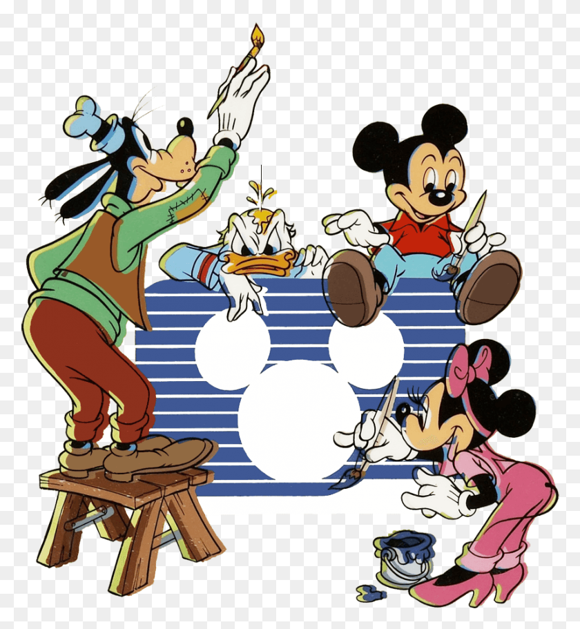 856x934 Mickey And Gang Clip Art Cartoon, Furniture, Person, Human HD PNG Download