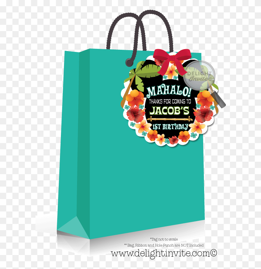 614x805 Mickey And Minnie Hawaiian Luau Party Favor Tags Di 354ft Tiki Party Favor Bags, Shopping Bag, Bag, Flyer HD PNG Download