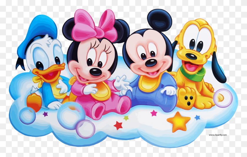 2495x1519 Mickey Friends On Cloud Clipart Baby Disney, Graphics HD PNG Download