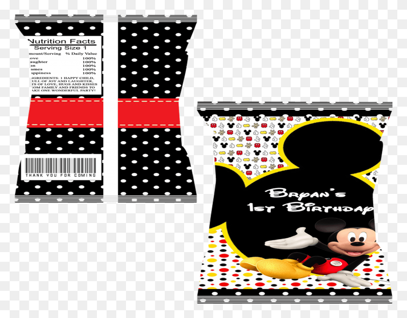 3076x2351 Mickey Mouse Chip Bag Photo Graphic Design, Label, Text, Advertisement HD PNG Download