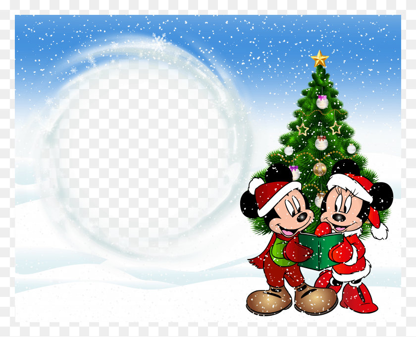 5000x3981 Mickey Mouse Christmas Photo Frames HD PNG Download