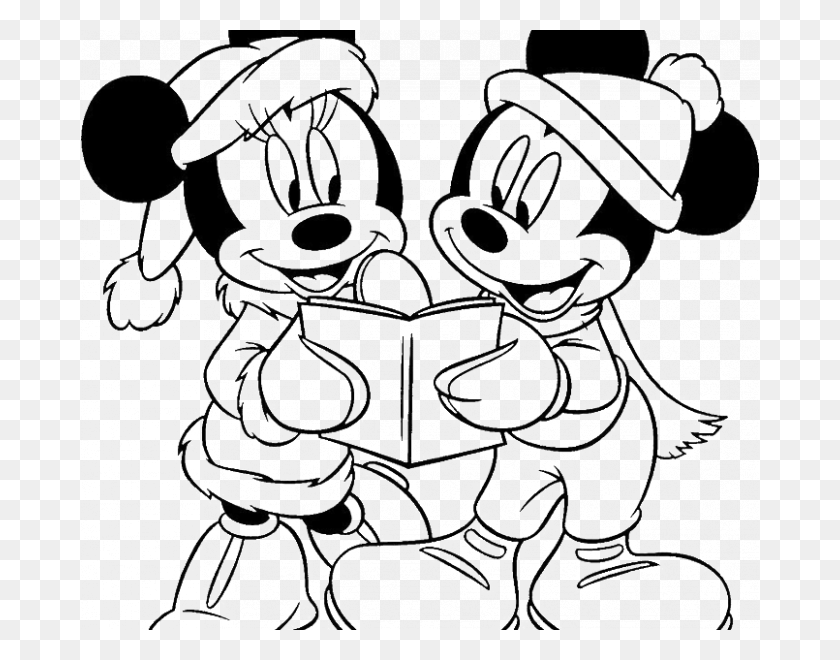 678x600 Mickey Mouse Christmas Printable Coloring Pages Mickey Mickey Mouse Christmas Colouring, Stencil, Doodle HD PNG Download