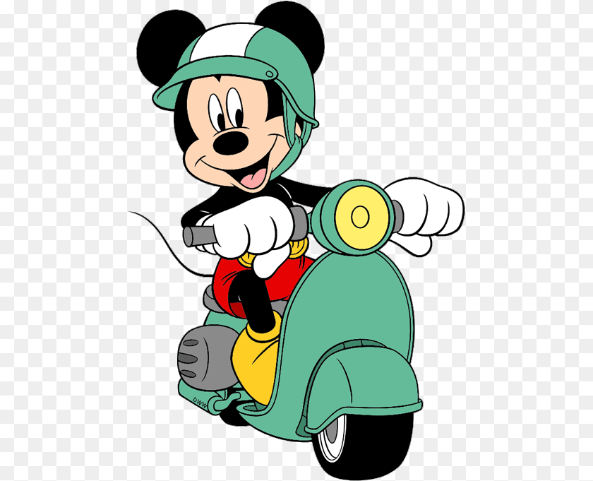 478x681 Mickey Mouse Clip Art Mickey And Minnie On Scooter, Cartoon, Baby, Person, Machine Clipart PNG