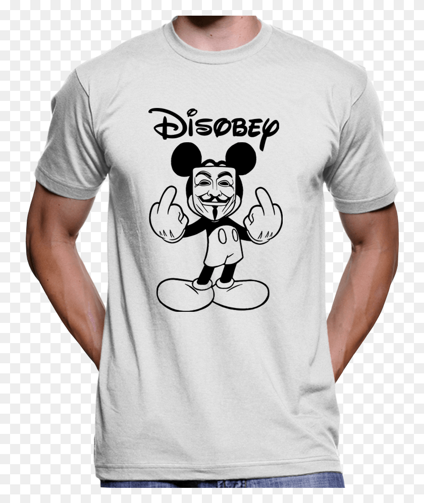 742x937 Mickey Mouse Disobey Guy Fawkes Mask Anonymous T Shirt Man In The High Castle Resistance Symbol, Clothing, Apparel, T-shirt HD PNG Download