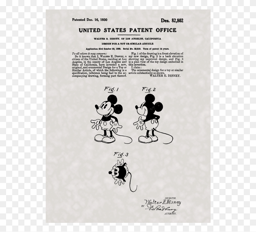 542x701 Mickey Mouse Patent, Text, Advertisement, Poster HD PNG Download