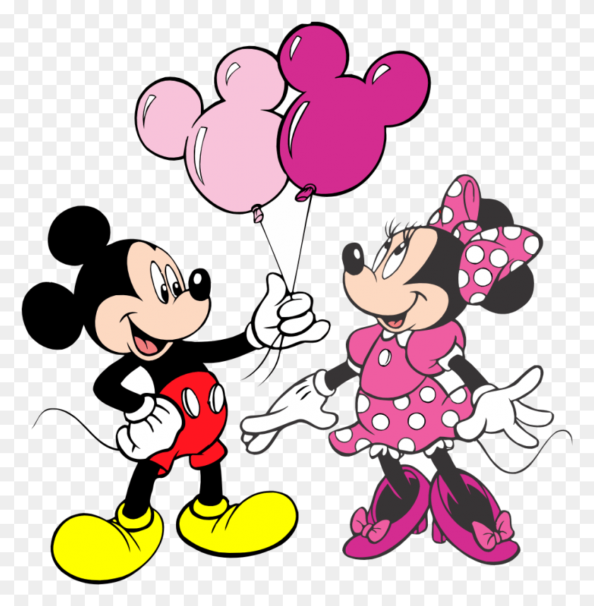 955x975 Mickey Mouse Y Minnie, Ball, Balloon HD PNG Download