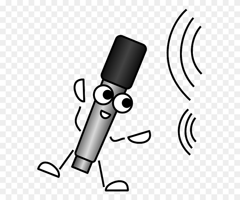 579x640 Microphone Sound Waves Listening Comic Funny Mike Clipart, Blow Dryer, Dryer, Appliance HD PNG Download