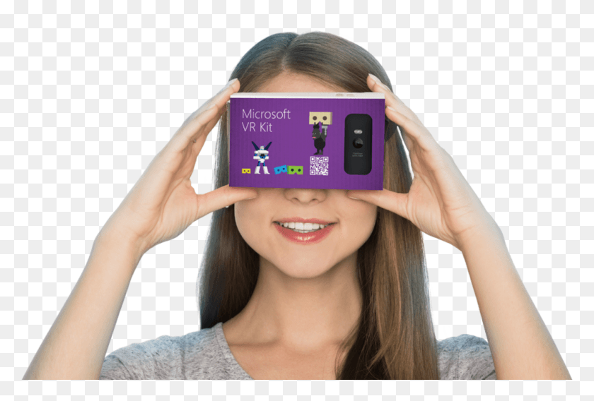 1000x652 Microsoft Shows A Glimpse Of Simple New Virtual Reality Microsoft Cardboard, Face, Person, Female HD PNG Download