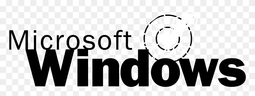 2367x779 Descargar Png Microsoft Windows Logo Blanco Y Negro De Windows, Símbolo De Reciclaje, Símbolo, Mano Hd Png