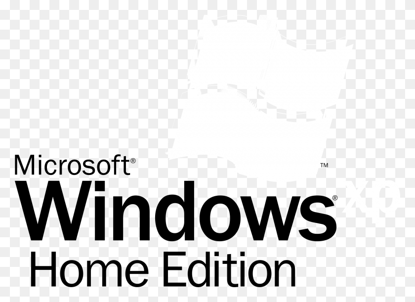2400x1696 Microsoft Windows Xp Home Edition Logo Black And White Windows Xp, Clothing, Apparel, Cushion HD PNG Download