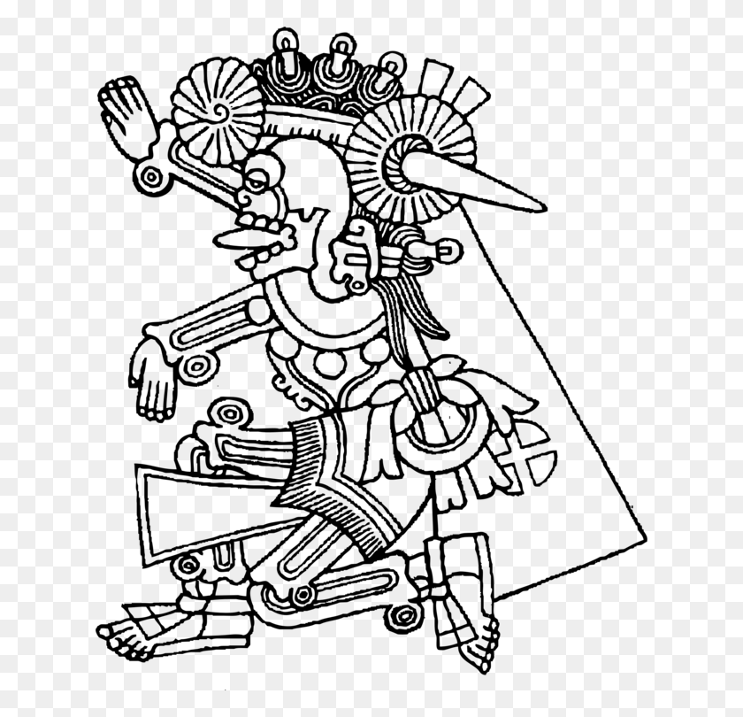 624x750 Mictlantecuhtli Drawing Aztec Art Mictlantecuhtli Drawing, Gray, World Of Warcraft HD PNG Download