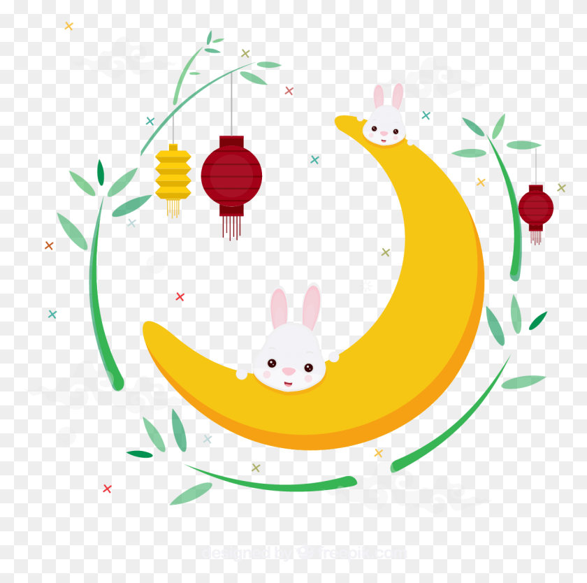 1196x1188 Midautumn Festival Moon Rabbit Festival Graphic Mid Autumn Festival Rabbit, Plant, Fruit, Food HD PNG Download