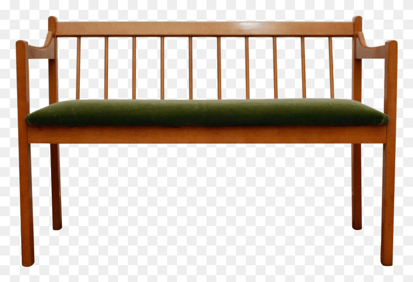 1613x1063 Midcentury Modern Bench In Emerald Green Velvet Bench, Railing, Handrail, Banister HD PNG Download