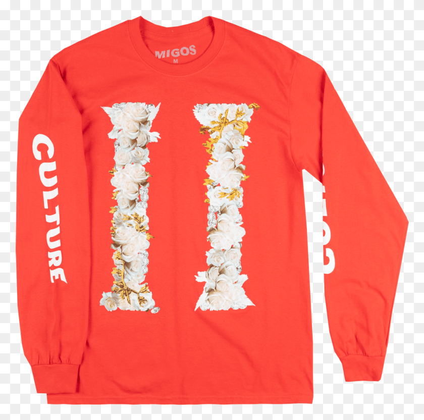 984x974 Migos Culture Ii Long Sleeve Shirt Red Offset Quavo Migos Culture 2 Tattoo, Clothing, Apparel, Long Sleeve HD PNG Download