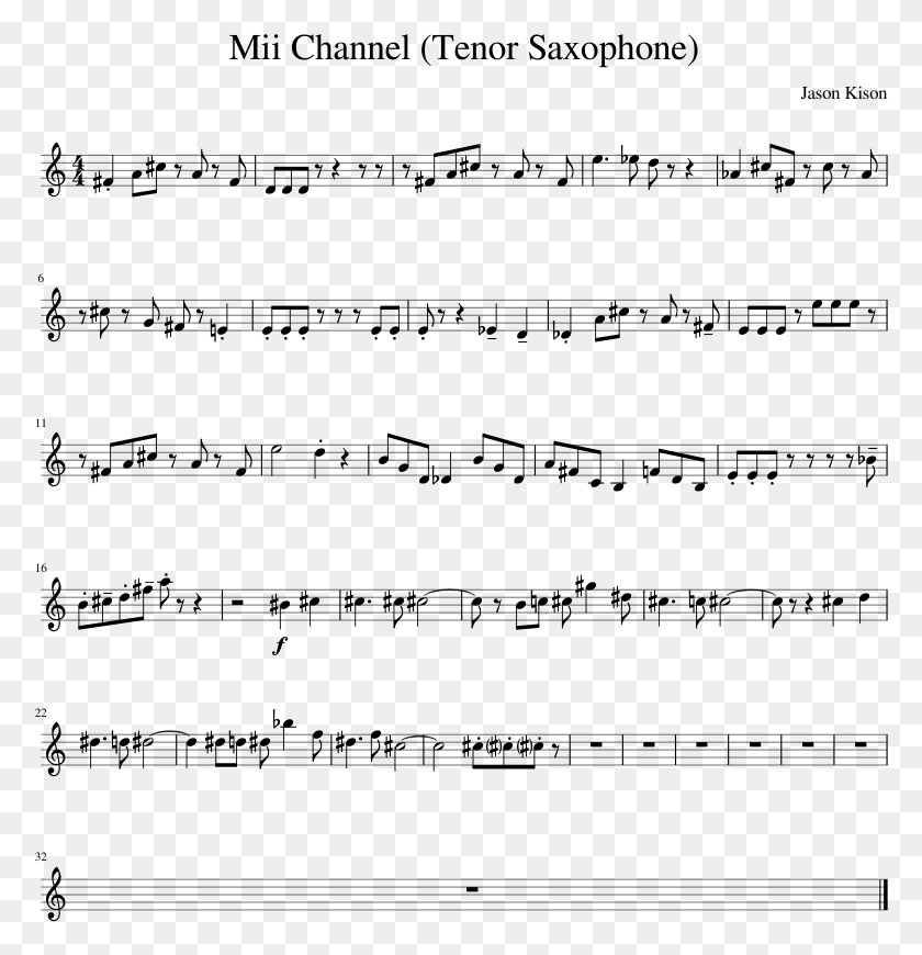 778x810 Mii Channel Tenor Saxophone Sheet Music For Piano Call Of Silence Attack On Titan Piano Sheet Music, Gray, World Of Warcraft HD PNG Download