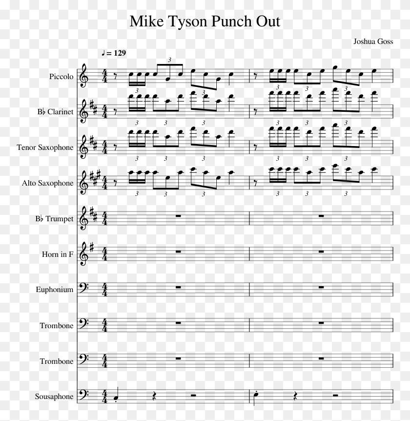 773x802 Mike Tyson Punch Out Sheet Music For Clarinet Piccolo Lucid Dreams Alto Saxophone Sheet Music, Gray, World Of Warcraft HD PNG Download