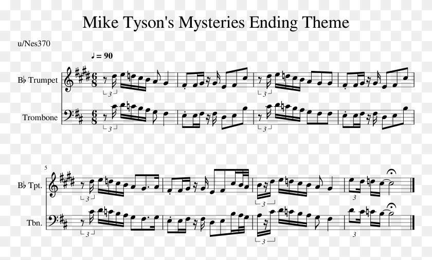 773x446 Mike Tyson39s Mysteries Ending Theme Sheet Music 1 Of Jeopardy Trombone, Gray, World Of Warcraft HD PNG Download