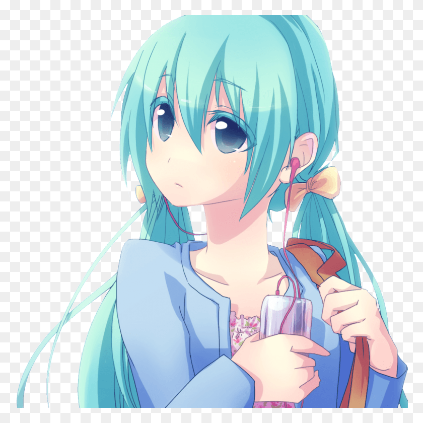 1024x1024 Descargar Png Miku Hatsune Render Photo Casual Miku Hatsune Render Blue Haired Anime Girl With Pigtails, Manga, Comics, Libro Hd Png