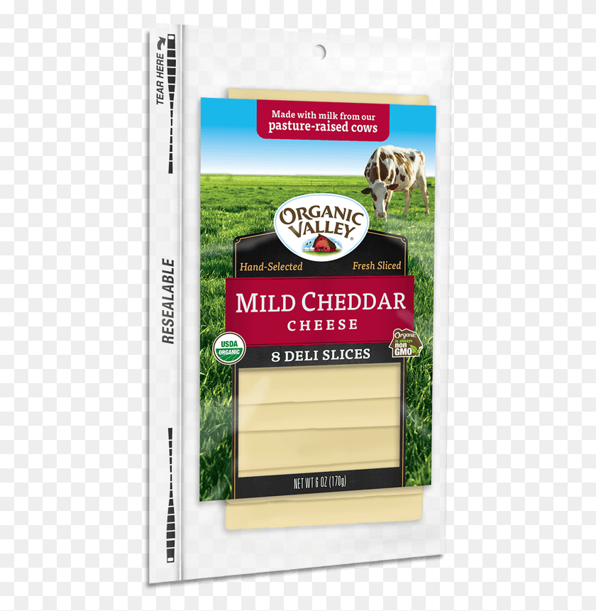 437x801 Mild Cheddar Slices Organic Valley Sliced Cheese, Cow, Cattle, Mammal HD PNG Download