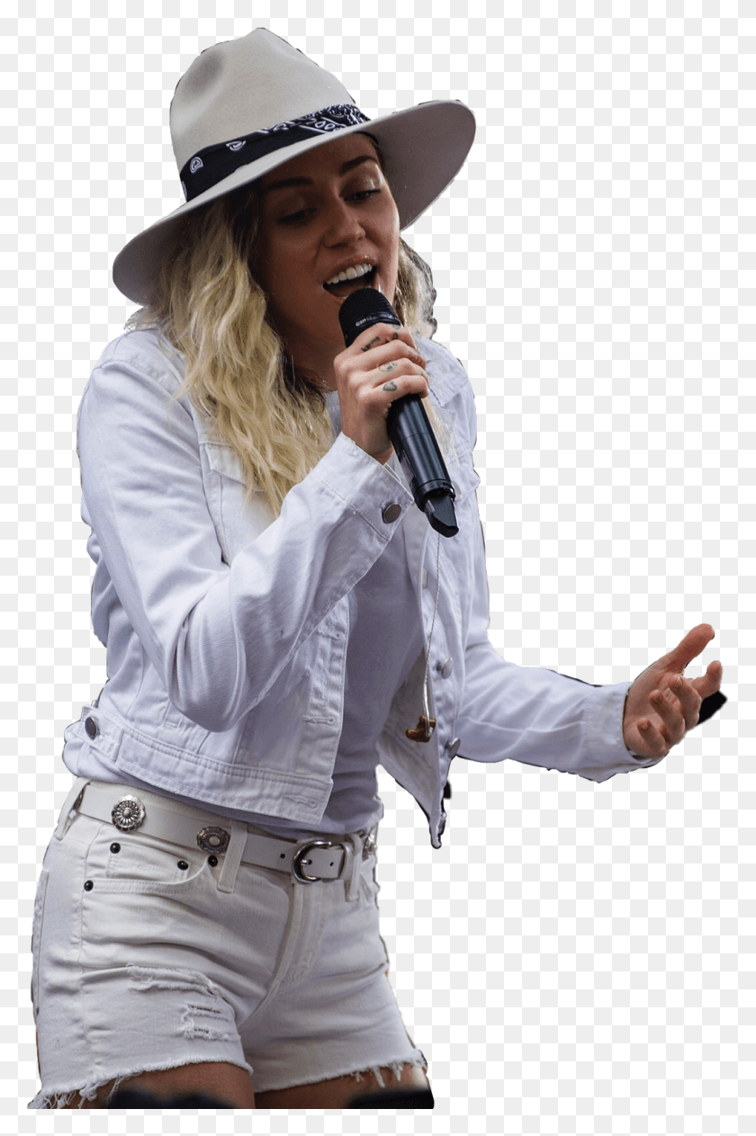 1024x1580 Mileycyrus Miley Cyrus Singing Singer Whiteclothes, Clothing, Apparel, Microphone HD PNG Download