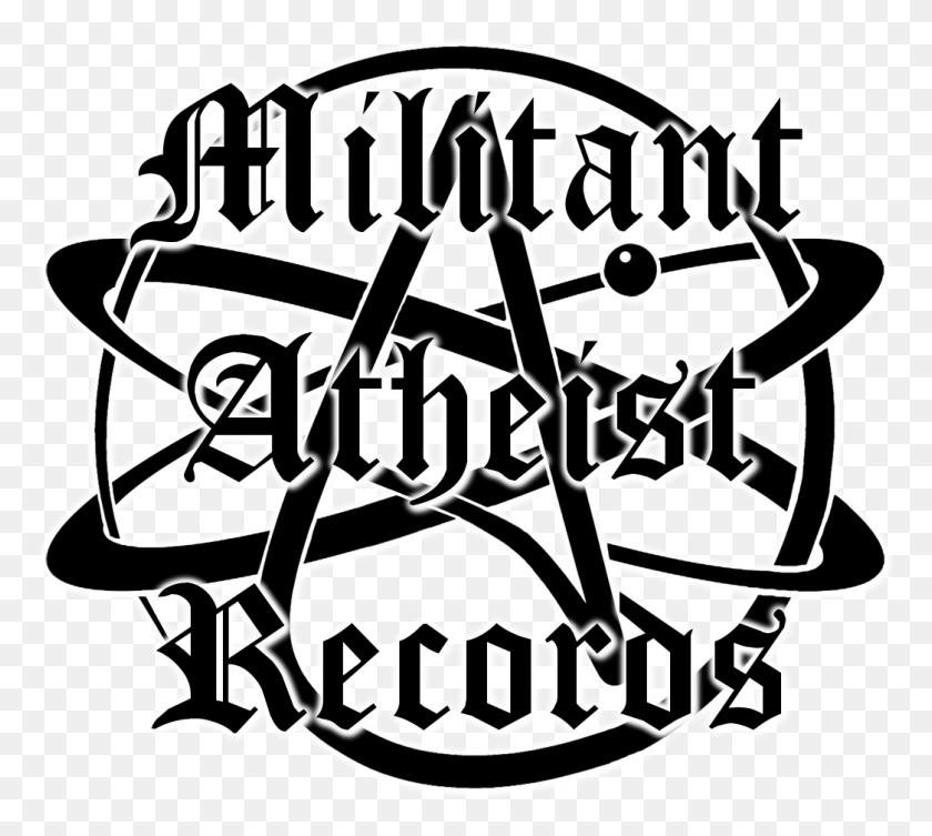 1045x929 Militant Atheist Records Is An Underground E Labeldistro Symbol Of Atheism, Text, Calligraphy, Handwriting HD PNG Download