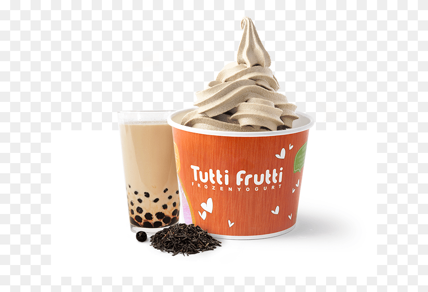 641x513 Milk Tea Tutti Frutti Frozen Yogurt, Dessert, Food, Cream HD PNG Download