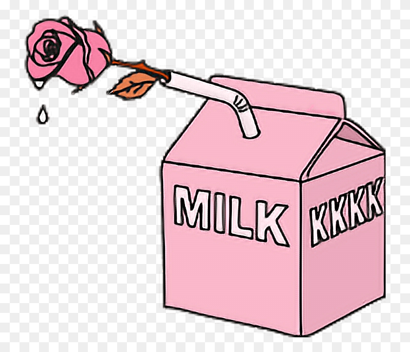 740x660 Молоко В Tumblr Cute Edit Iconic I Love Milk Aesthetic Картонная Коробка, Коробка, Картон, Картонная Коробка Png Скачать