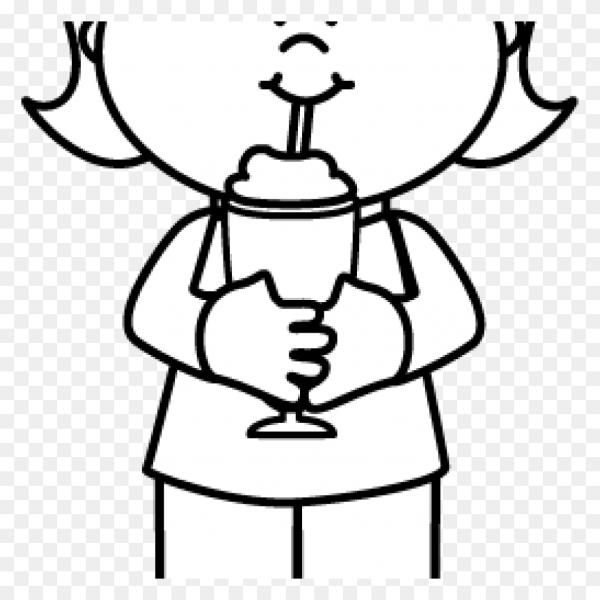 1024x1024 Milkshake Clipart Hand Drawn Drinking Milkshake Clipart Black And White, Lamp, Stencil, Sailor Suit HD PNG Download