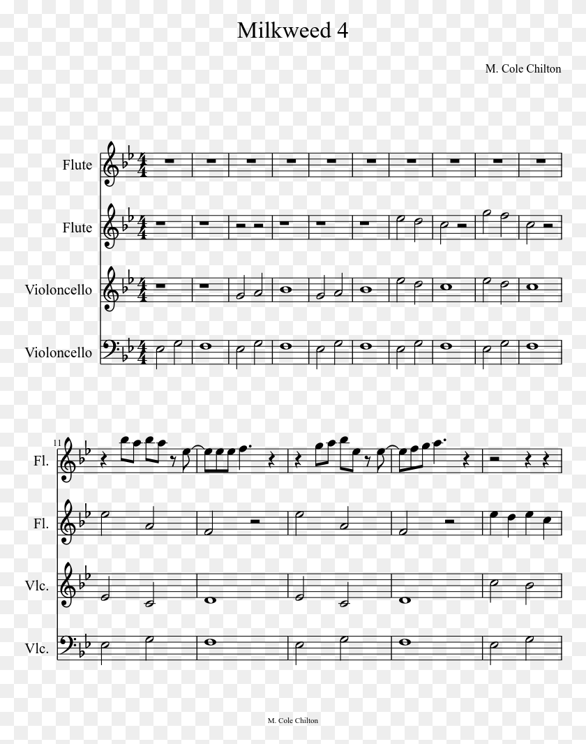 772x1006 Milkweed 4 Sheet Music Composed By M Queen Of The Night Clarinet, Gray, World Of Warcraft HD PNG Download