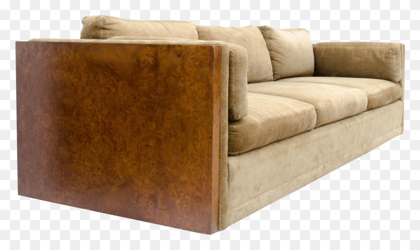 3206x1810 Milo Baughman Style Burl Wood Sofa On Chairish Studio Couch HD PNG Download